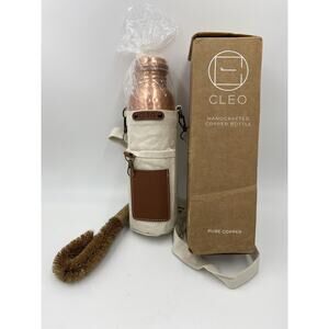 CLEO HOME Copper Water Bottle Ayurvedic Canvas Bag Cleaning Brush Set Box